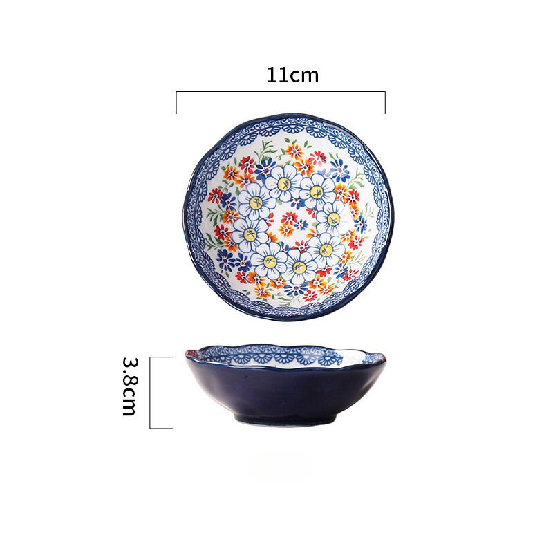 Bát chấm hoa cúc xanh 11x3.8cm