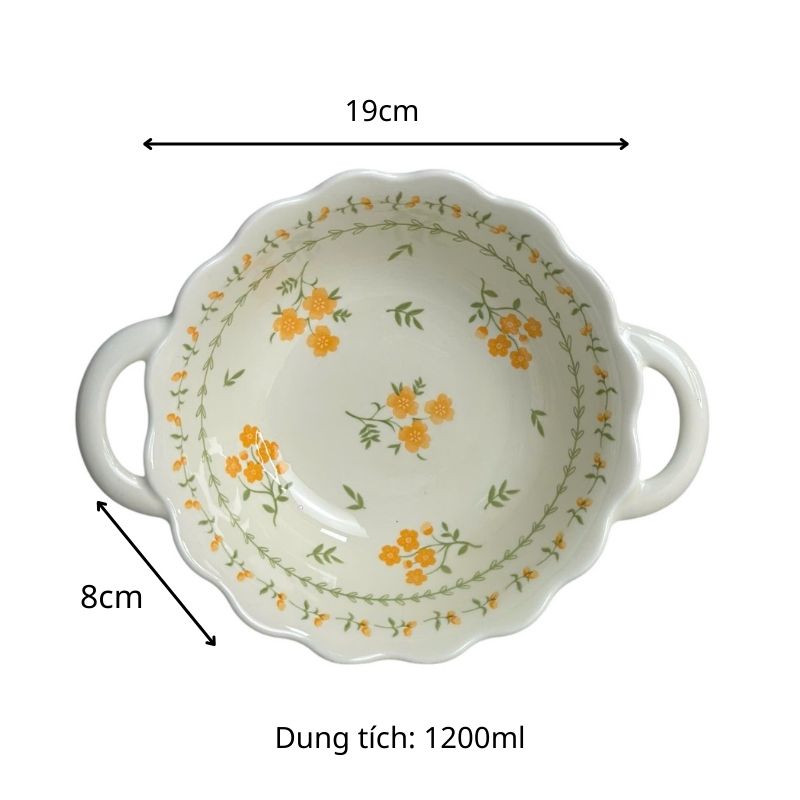 Tô 2 quai 19cm hoa nhí vàng mới