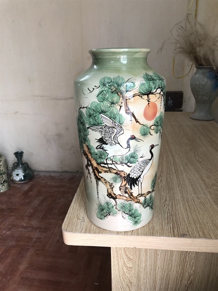 Bình hoa vuốt tay độc bản Từ Tâm tùng hạc