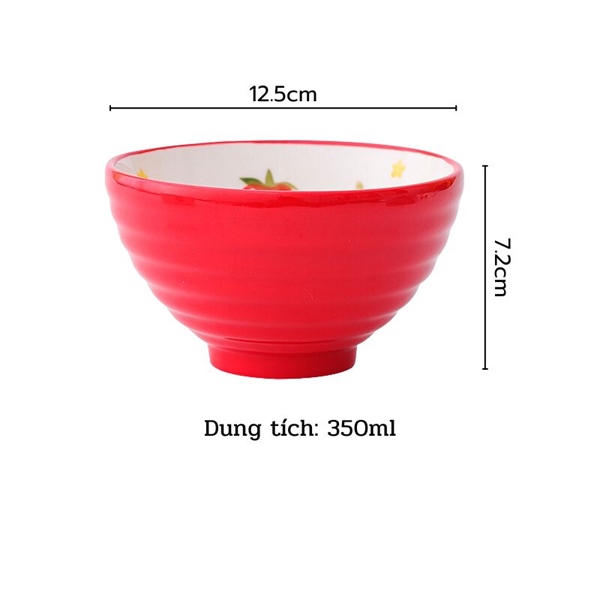 Bát ăn cơm dâu tây đỏ 350ml