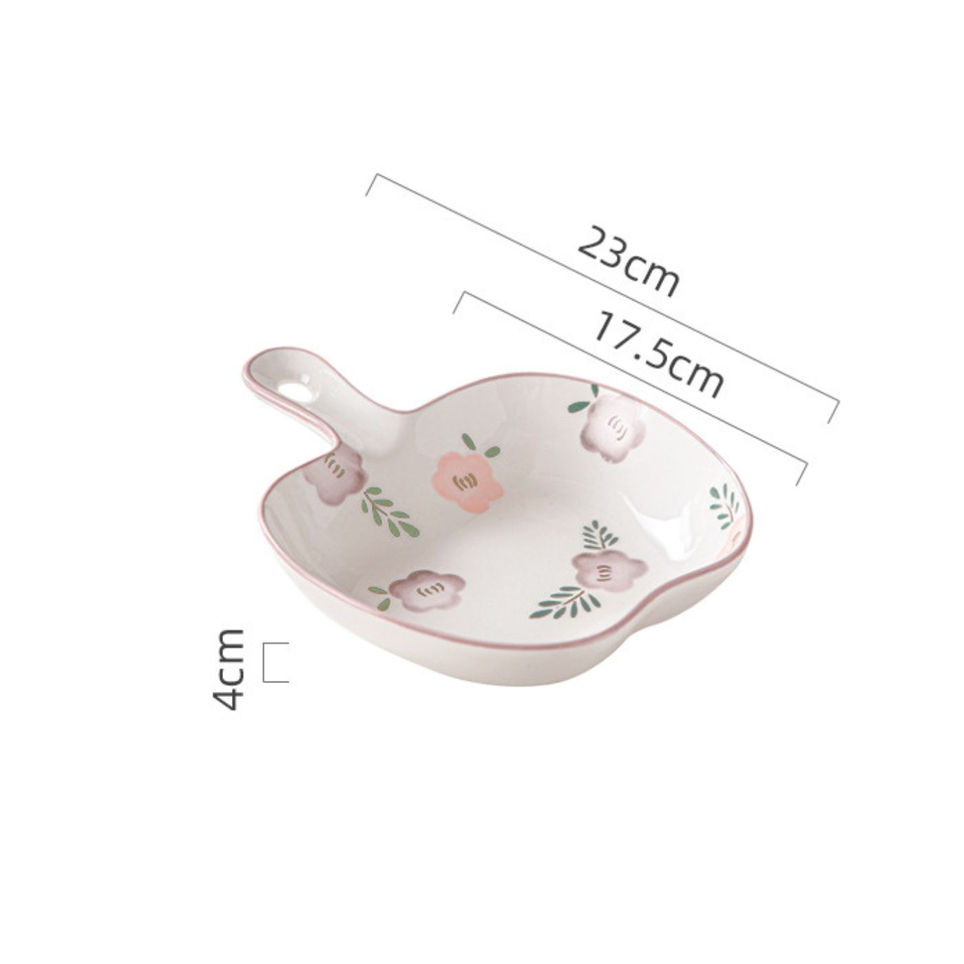 Đĩa quả táo tay cầm hoa tím 17.5x23x4cm