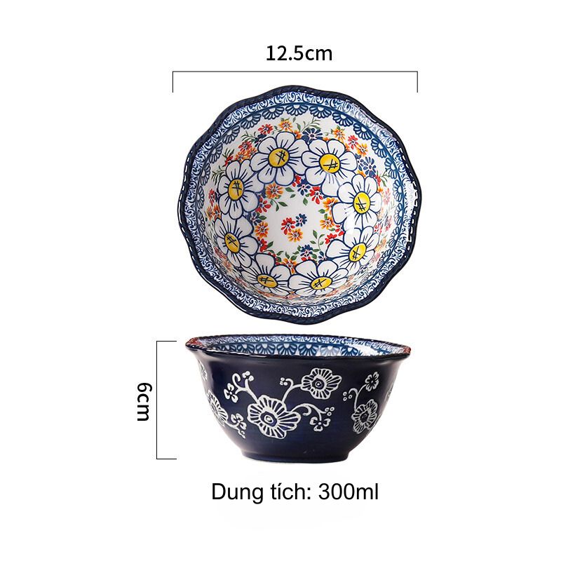 Bát ăn cơm hoa cúc xanh 300ml