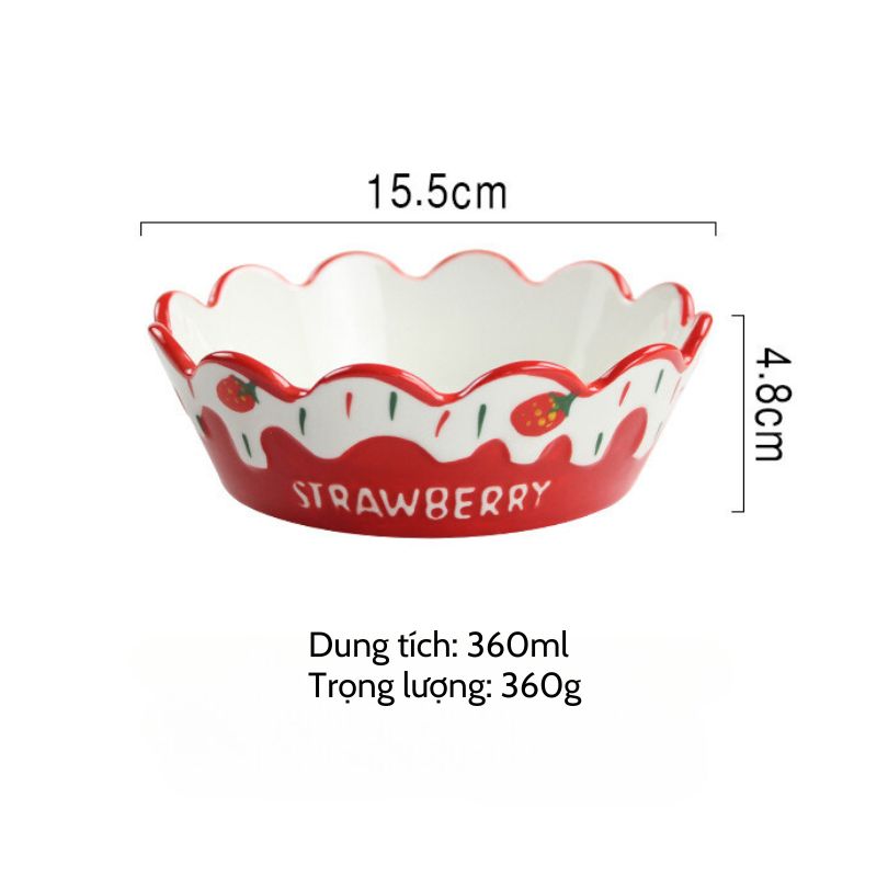 Bát viền cánh hoa kem dâu chảy 15.5x4.8cm