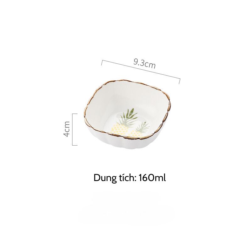 Bát chấm vuông dứa mới 9.3x4cm