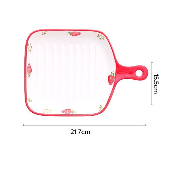 Đĩa dạng chảo vuông dâu tây đỏ 21.7x15.5cm