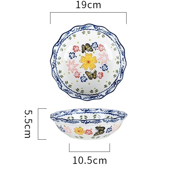 Bát tròn Spring Garden viền sóng 680ml