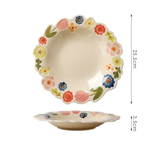 Đĩa sâu lòng vườn hoa xuân 25.5x3.5cm