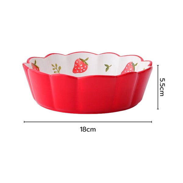 Bát viền cánh hoa dâu tây đỏ 18x5.5cm