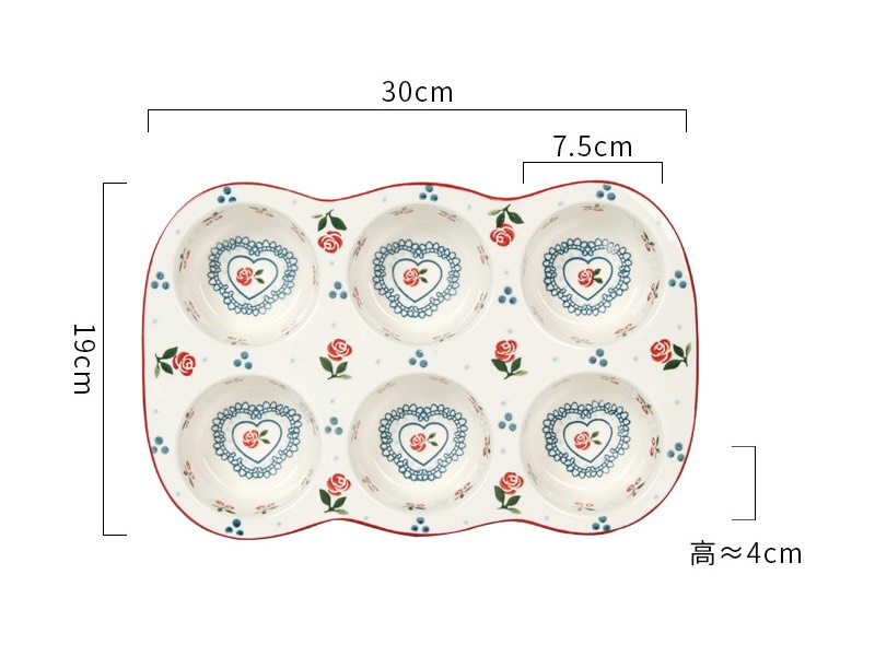 Khuôn làm bánh 6 ô cherry 30x19cm