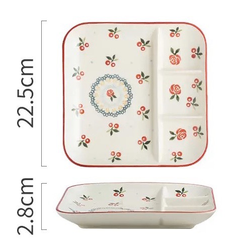 Khay cherry 3 ô chấm 22.5cm (18/T)