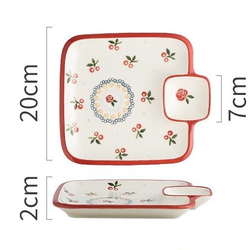 Khay Cherry 1 ô chấm 20cm