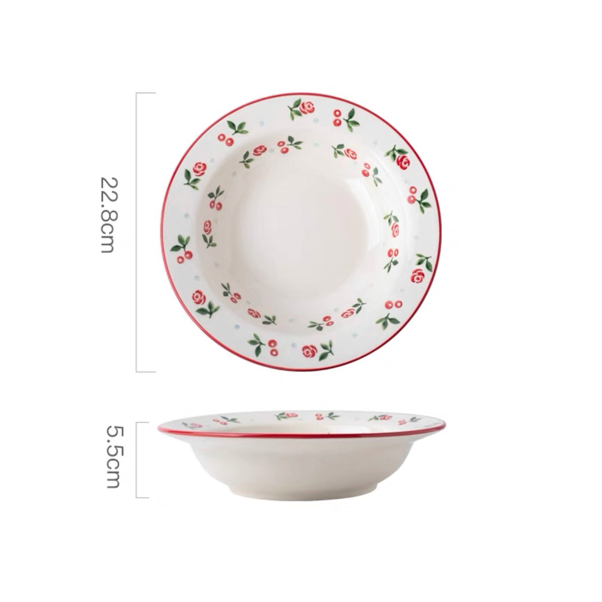 Đĩa súp sâu lòng cherry 23x5.5cm