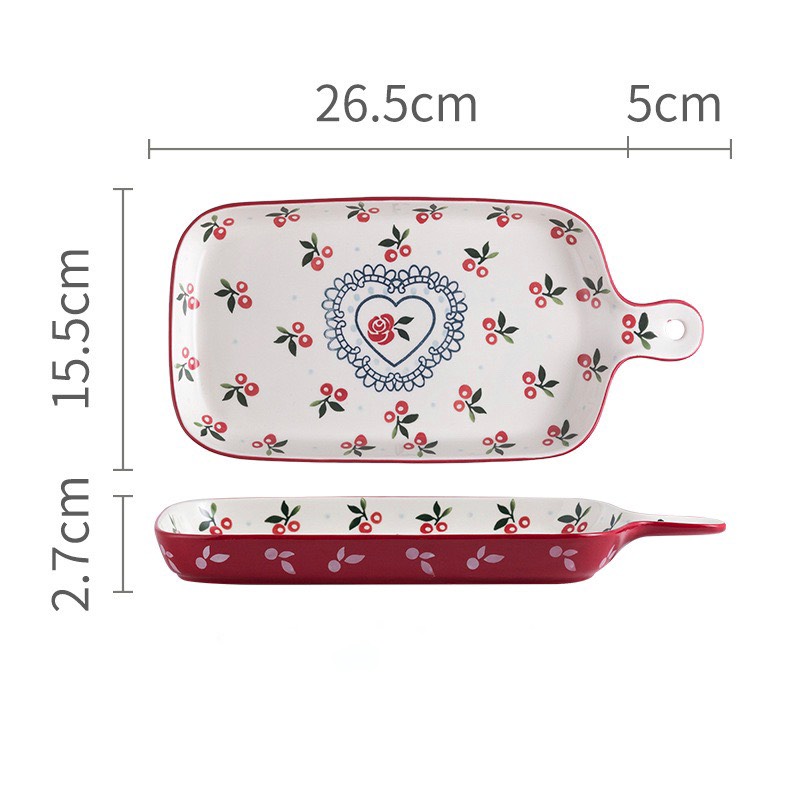 Chảo chữ nhật cherry 26.5x15.5cm (34/T)