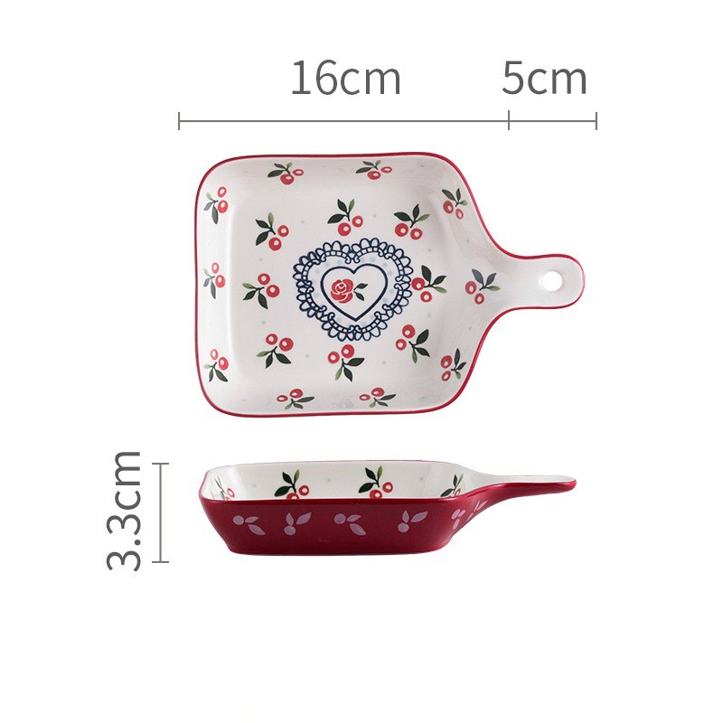 Chảo vuông tay cầm Cherry 16x23x3.3cm