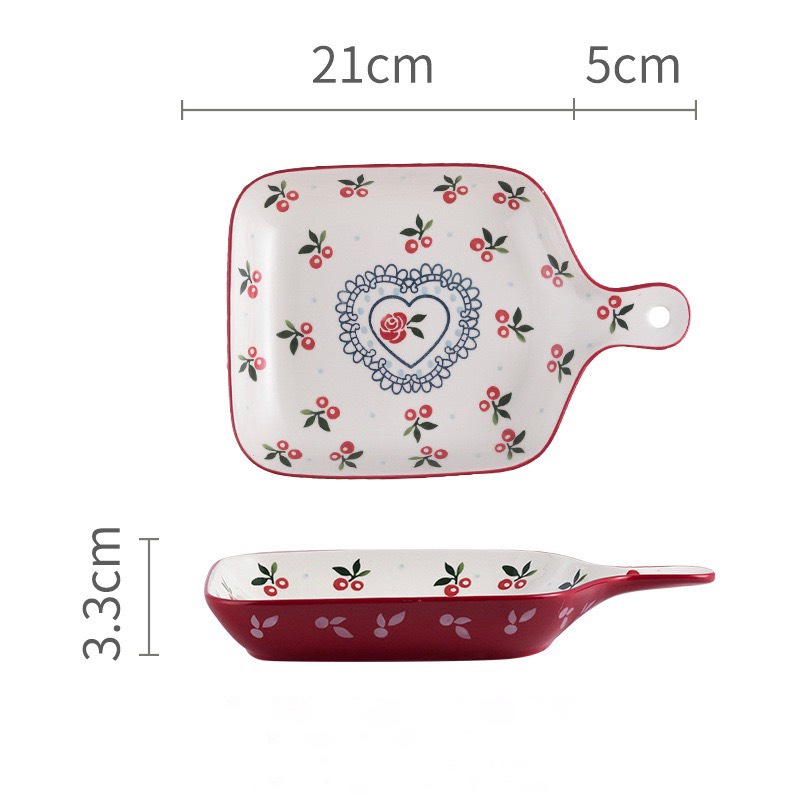 Chảo vuông tay cầm Cherry 18x26x3.3cm(20/T)
