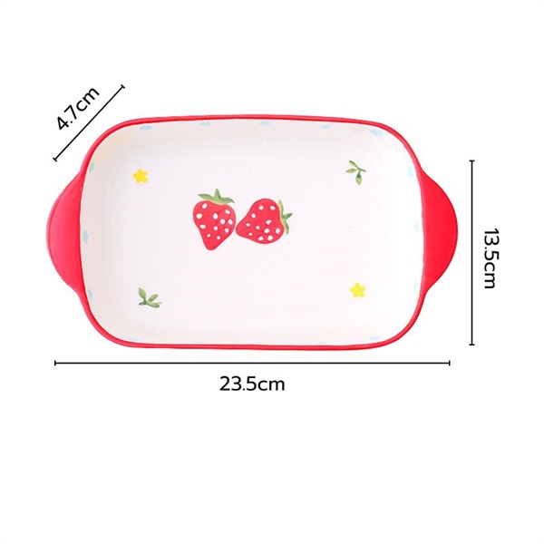 Khay chữ nhật 2 tay cầm dâu tây đỏ 13.5x23.5x4.7cm