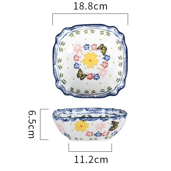 Bát vuông Spring Garden sóng viền 1125ml