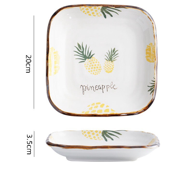 Đĩa vuông dứa 20x3.5cm
