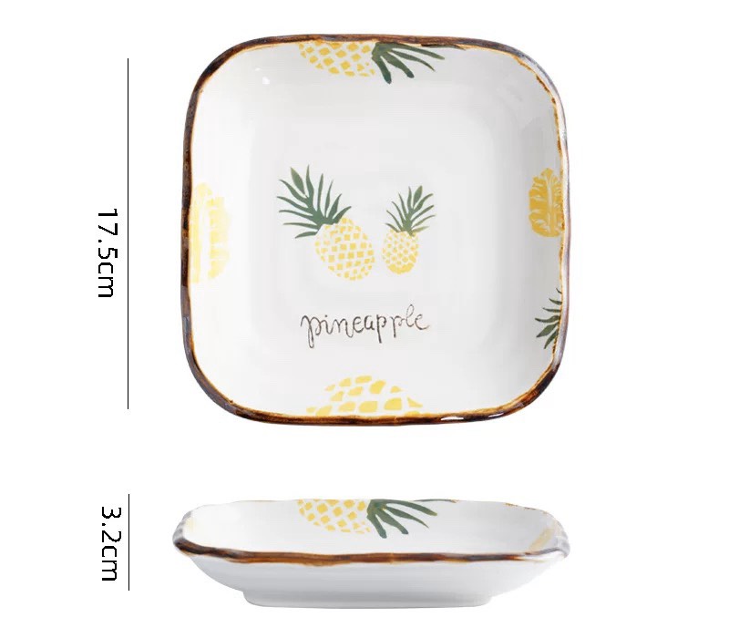 Đĩa vuông dứa 17.5x3.2cm
