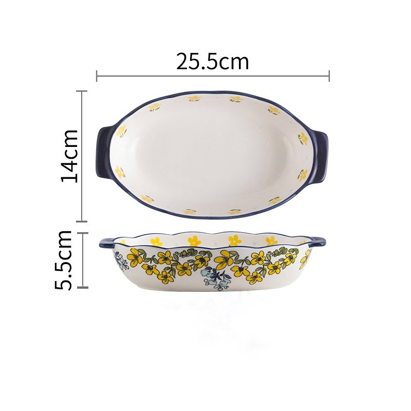 Khay oval viền cánh hoa cải vàng 26x14x5.5cm (24/T)