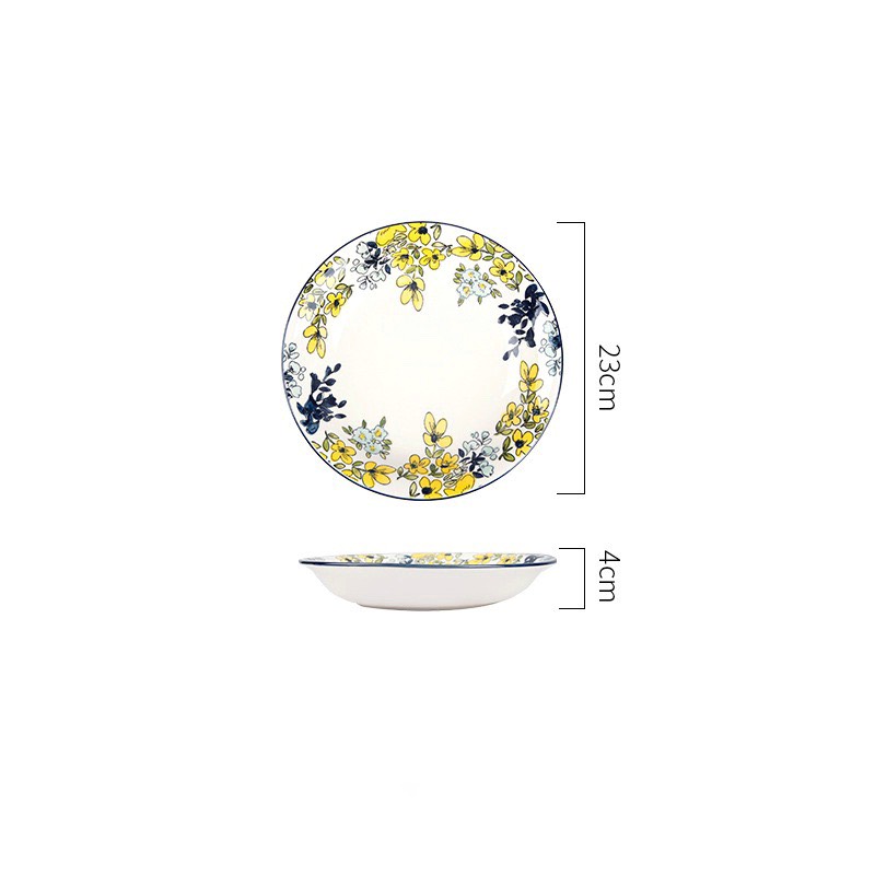 Đĩa sâu lòng hoa cải vàng 23x4cm (24/T)