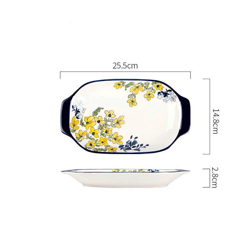 Đĩa oval hoa cải vàng nhỏ 26x15x3cm (32/T)