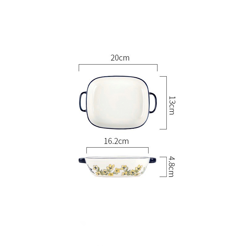 Khay nướng 2 tai hoa cải vàng nhỏ 16x13x4.8cm/425ml (22/T)	