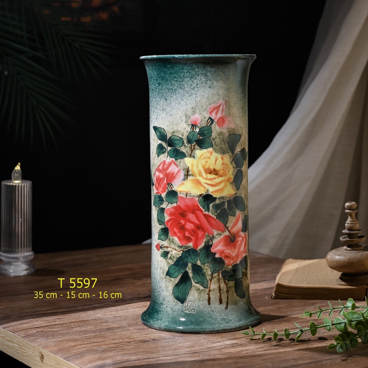 Bình hoa vuốt tay độc bản Từ Tâm T5597 - 35x15x16cm