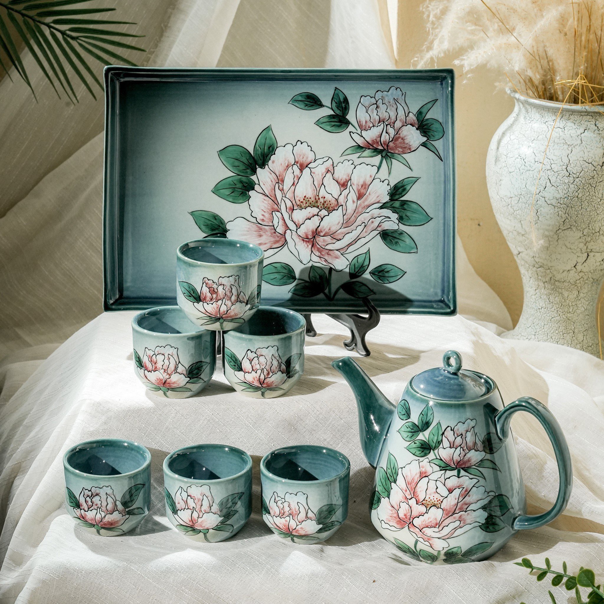 Bộ ấm trà độc bản Từ Tâm hoa mẫu đơn