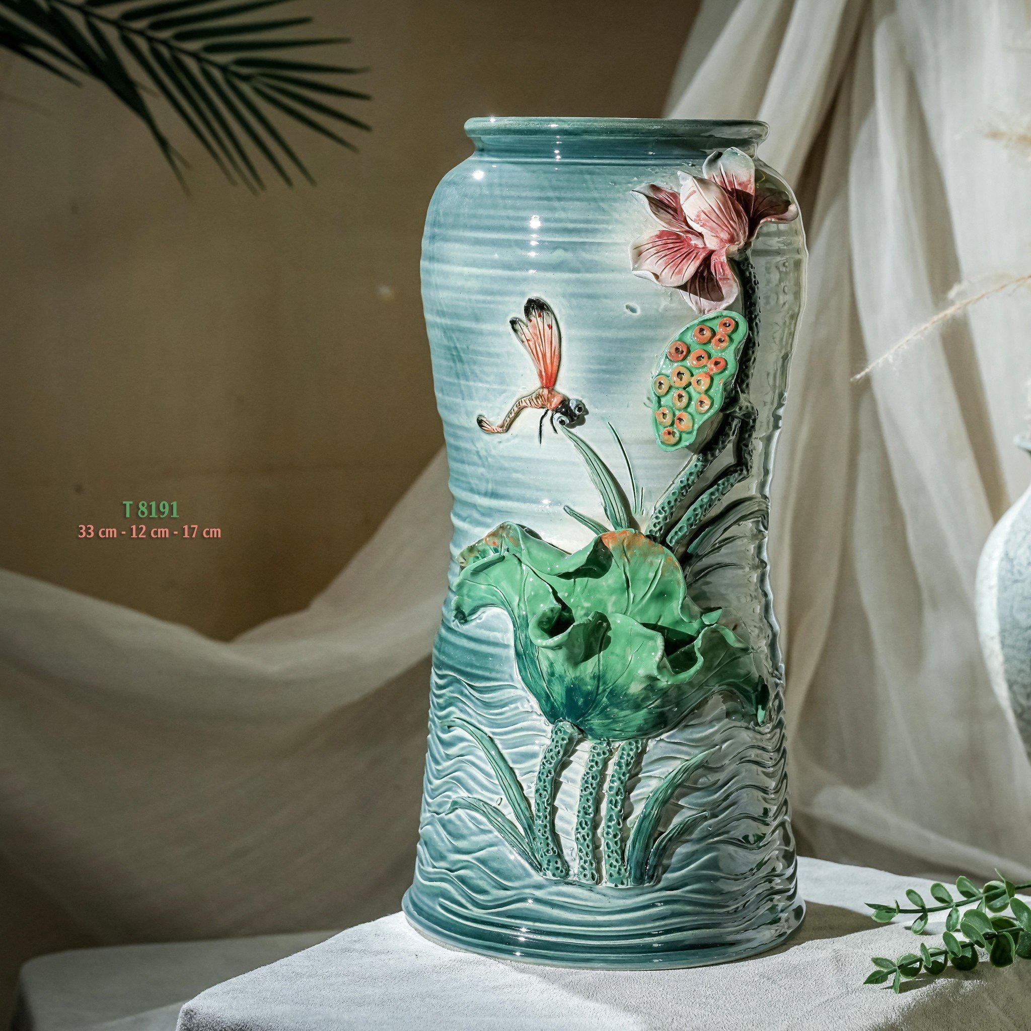 Bình hoa vuốt tay độc bản Từ Tâm T8191 - 33x12x17cm