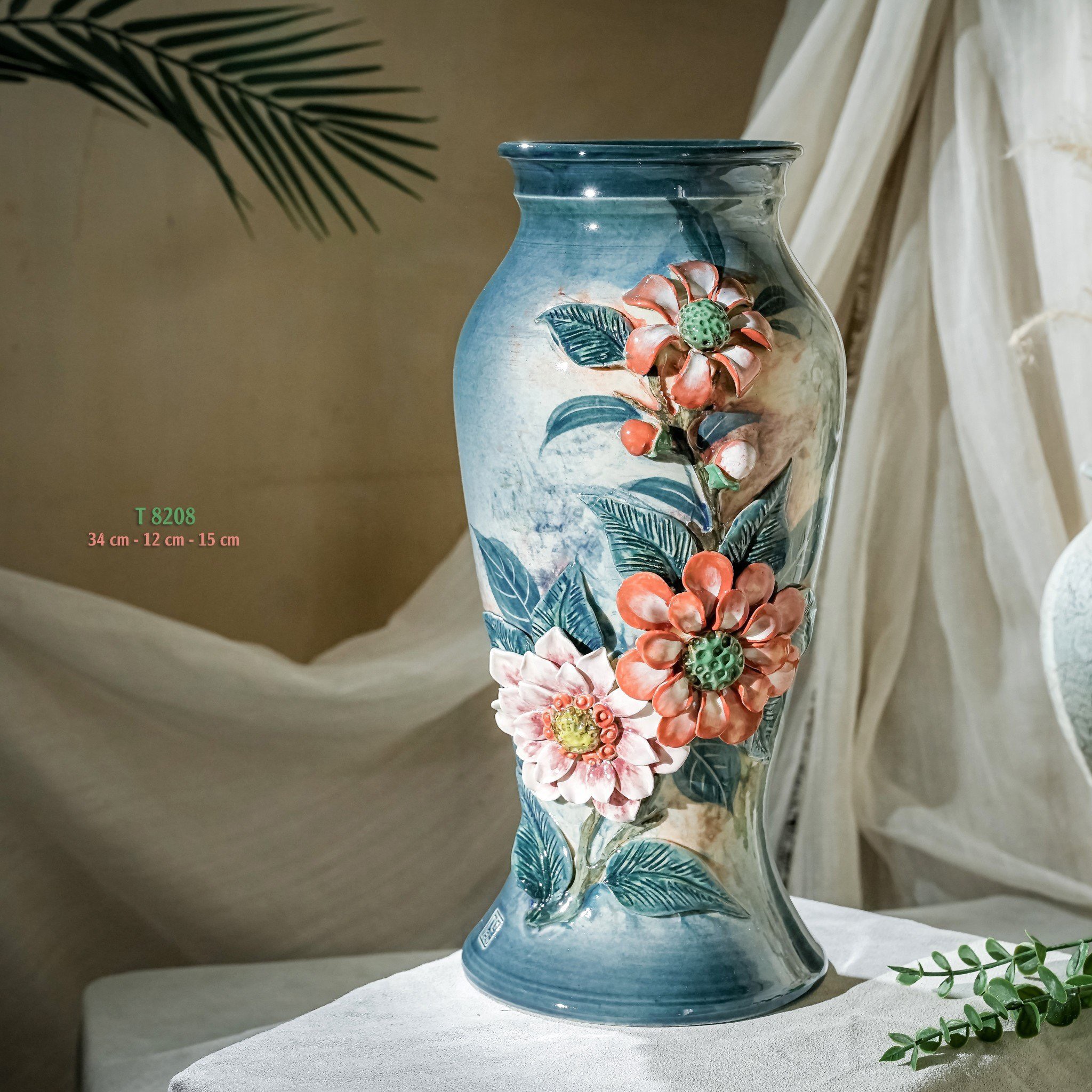 Bình hoa vuốt tay độc bản Từ Tâm T8208 - 34x12x15cm