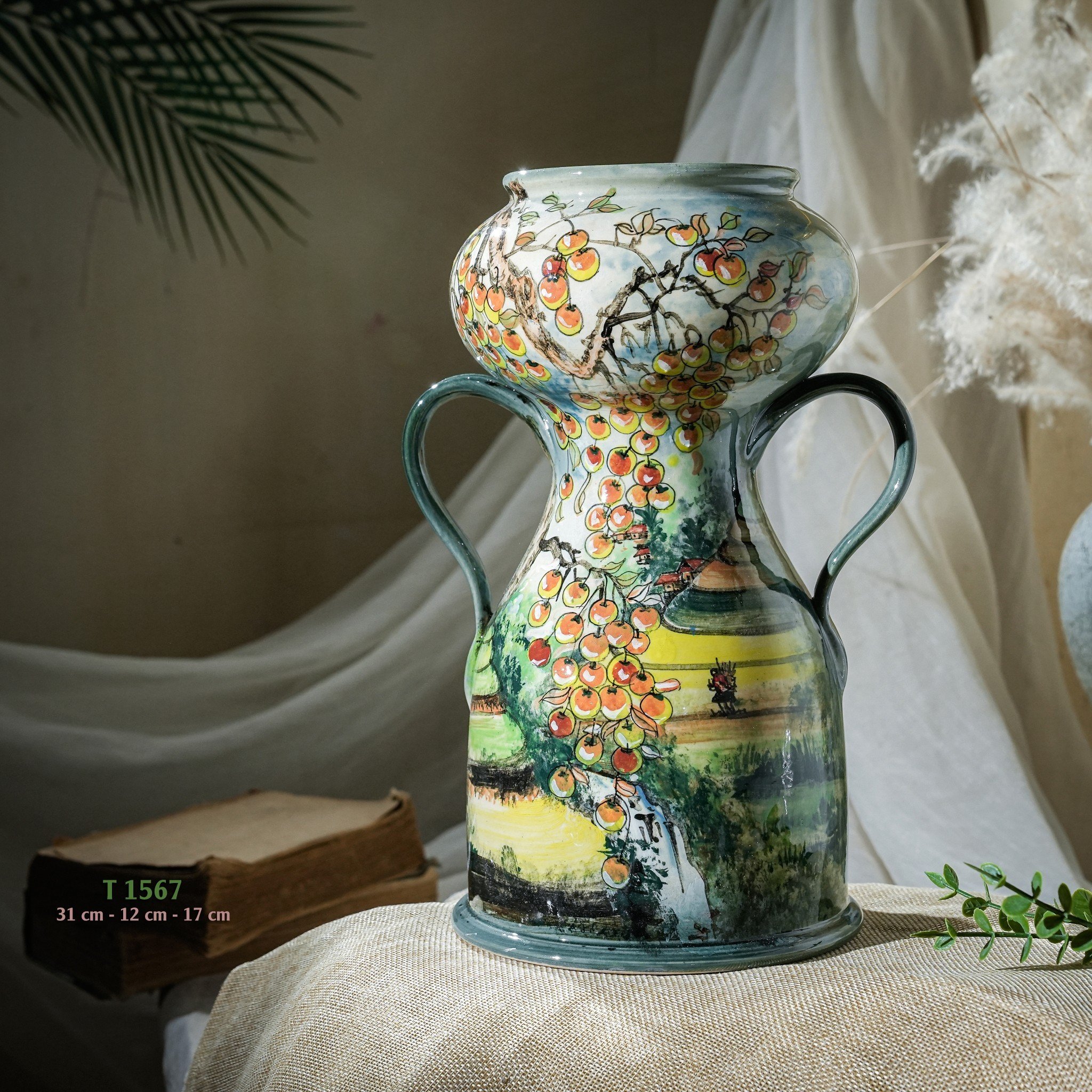 Bình hoa vuốt tay độc bản Từ Tâm T1567 - 31x12x17cm	