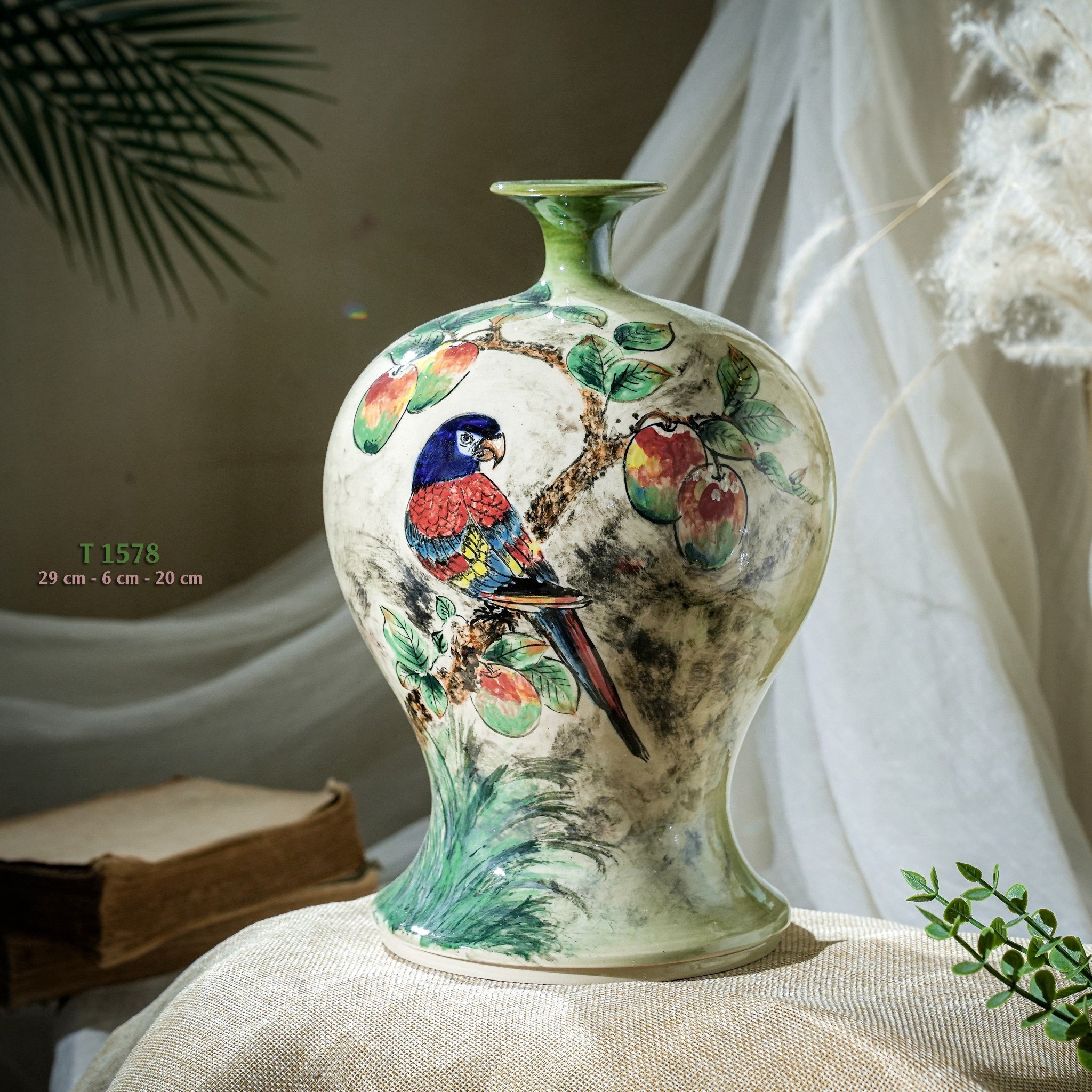 Bình hoa vuốt tay độc bản Từ Tâm T1578 - 29x6x20cm