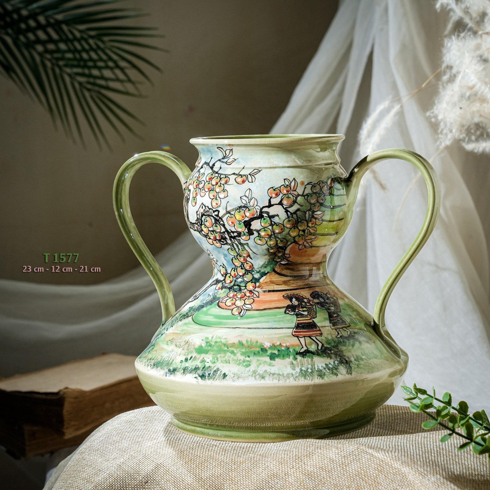 Bình hoa vuốt tay độc bản Từ Tâm T1577 - 23x12x21cm