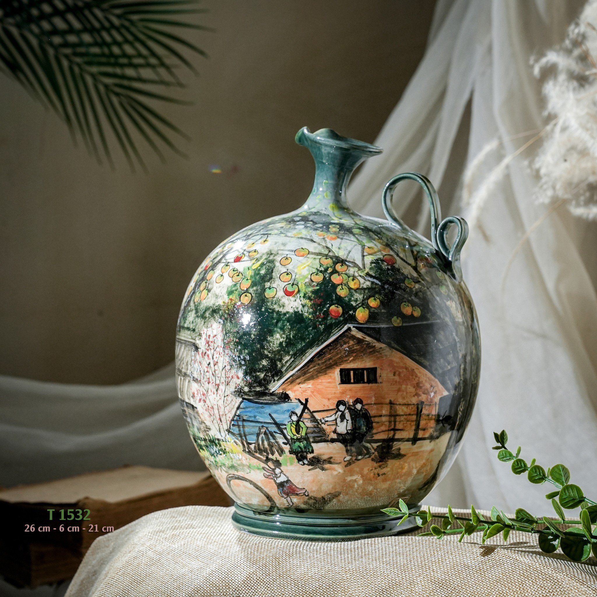 Bình hoa vuốt tay độc bản Từ Tâm T1532 - 26x6x21cm