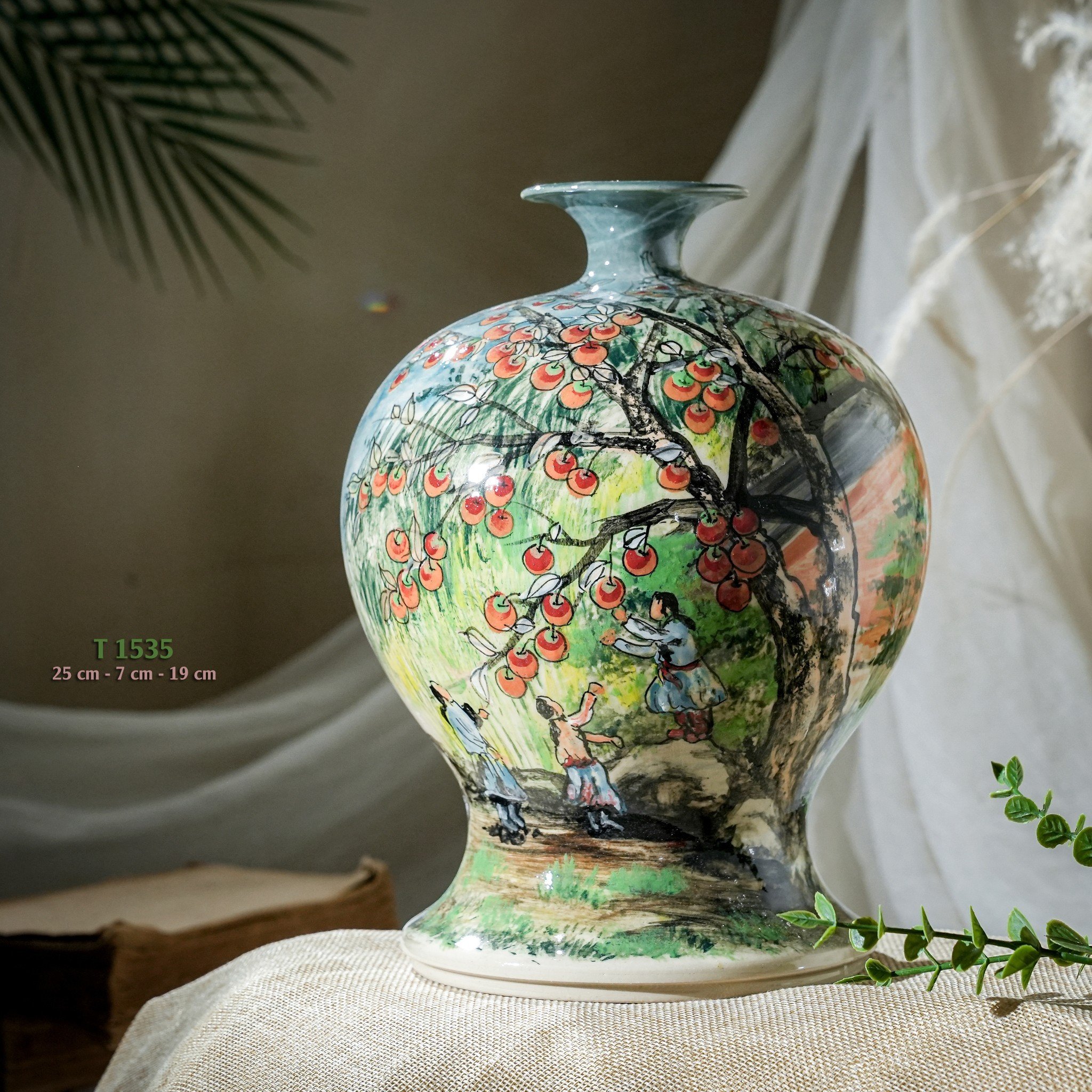 Bình hoa vuốt tay độc bản Từ Tâm T1535 - 25x7x19cm