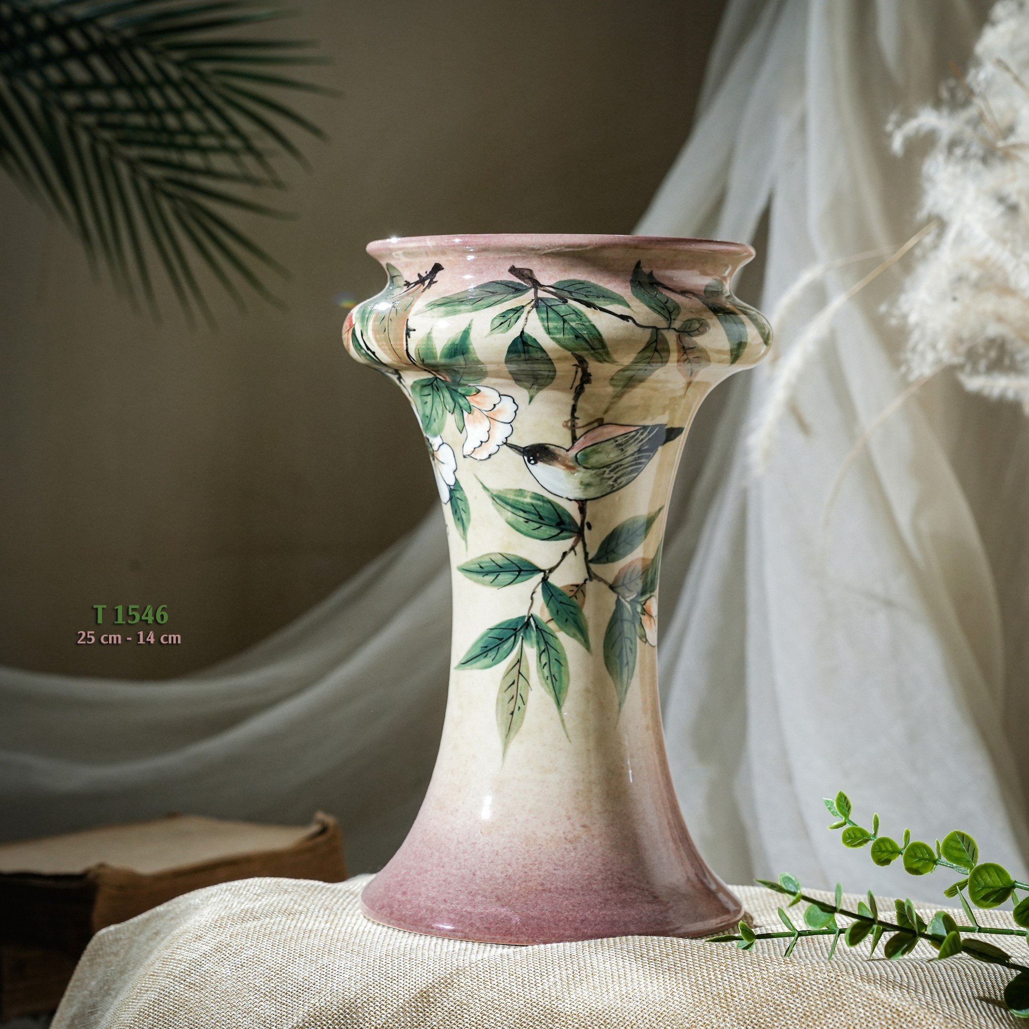 Bình hoa vuốt tay độc bản Từ Tâm T1546 - 25x14cm