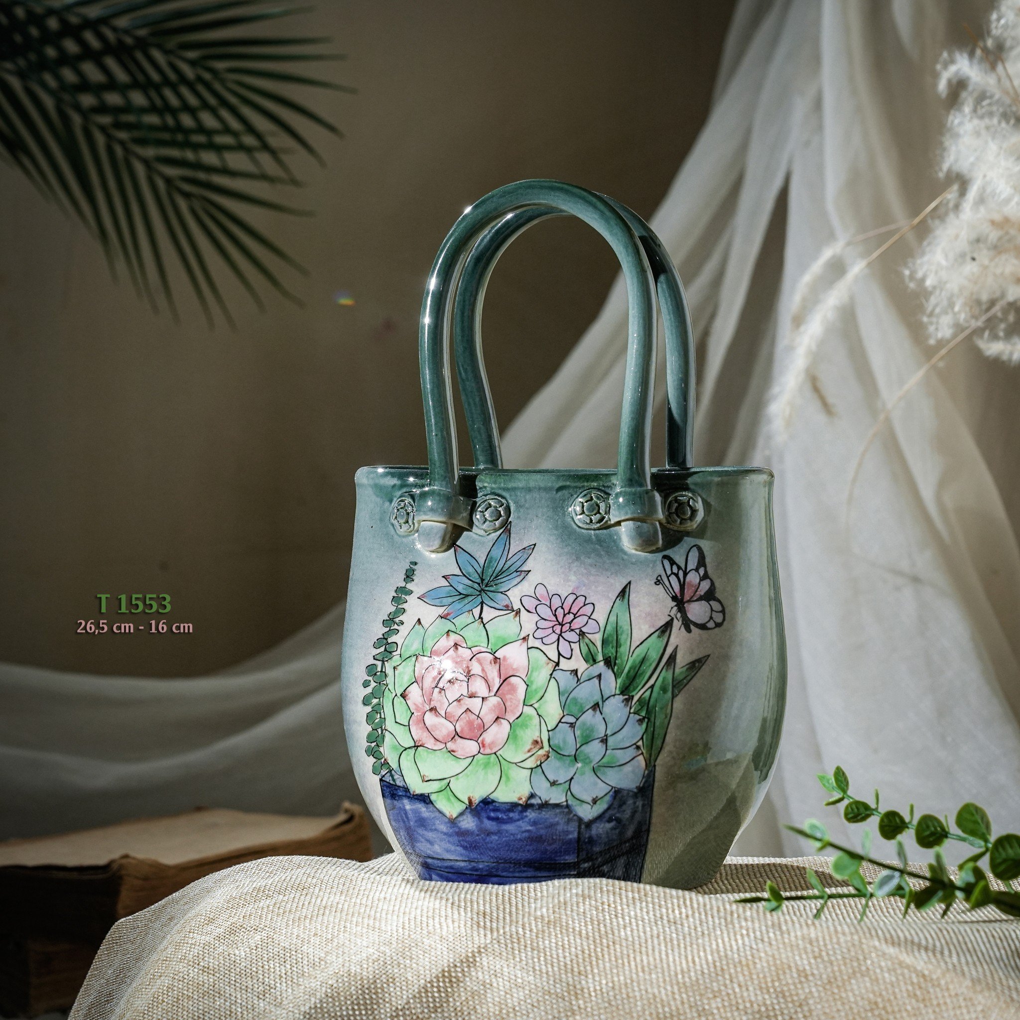 Bình hoa vuốt tay độc bản Từ Tâm T1553 - 26.5x16cm