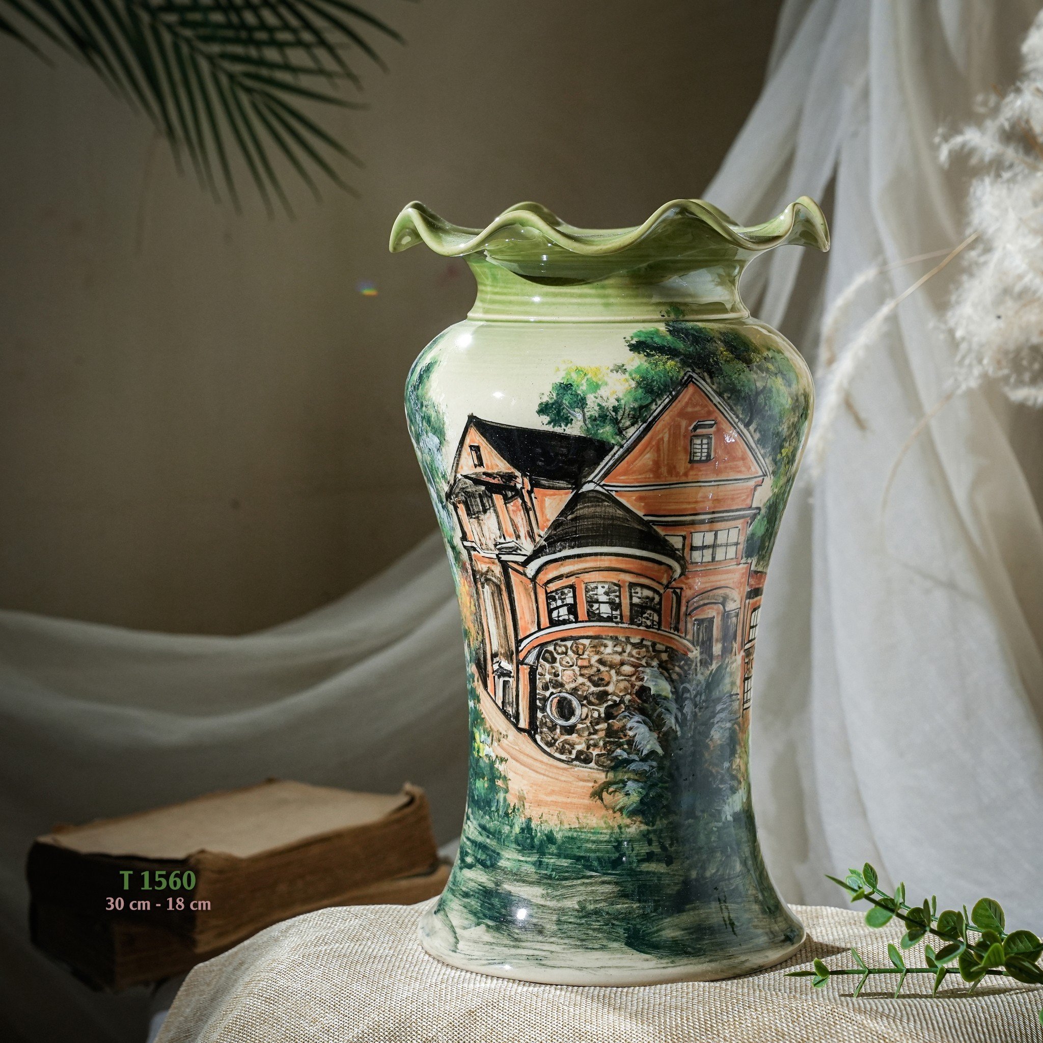 Bình hoa vuốt tay độc bản Từ Tâm T1560 - 30x18cm