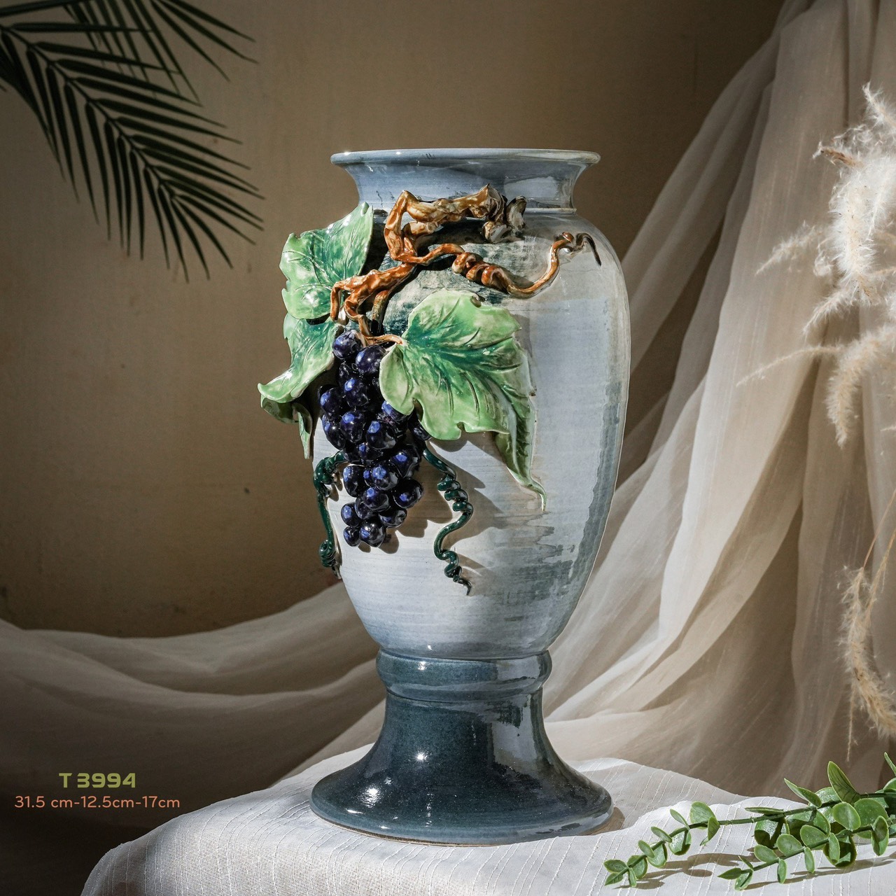 Bình hoa vuốt tay độc bản Từ Tâm T3994 - 31.5x12.5x17cm	