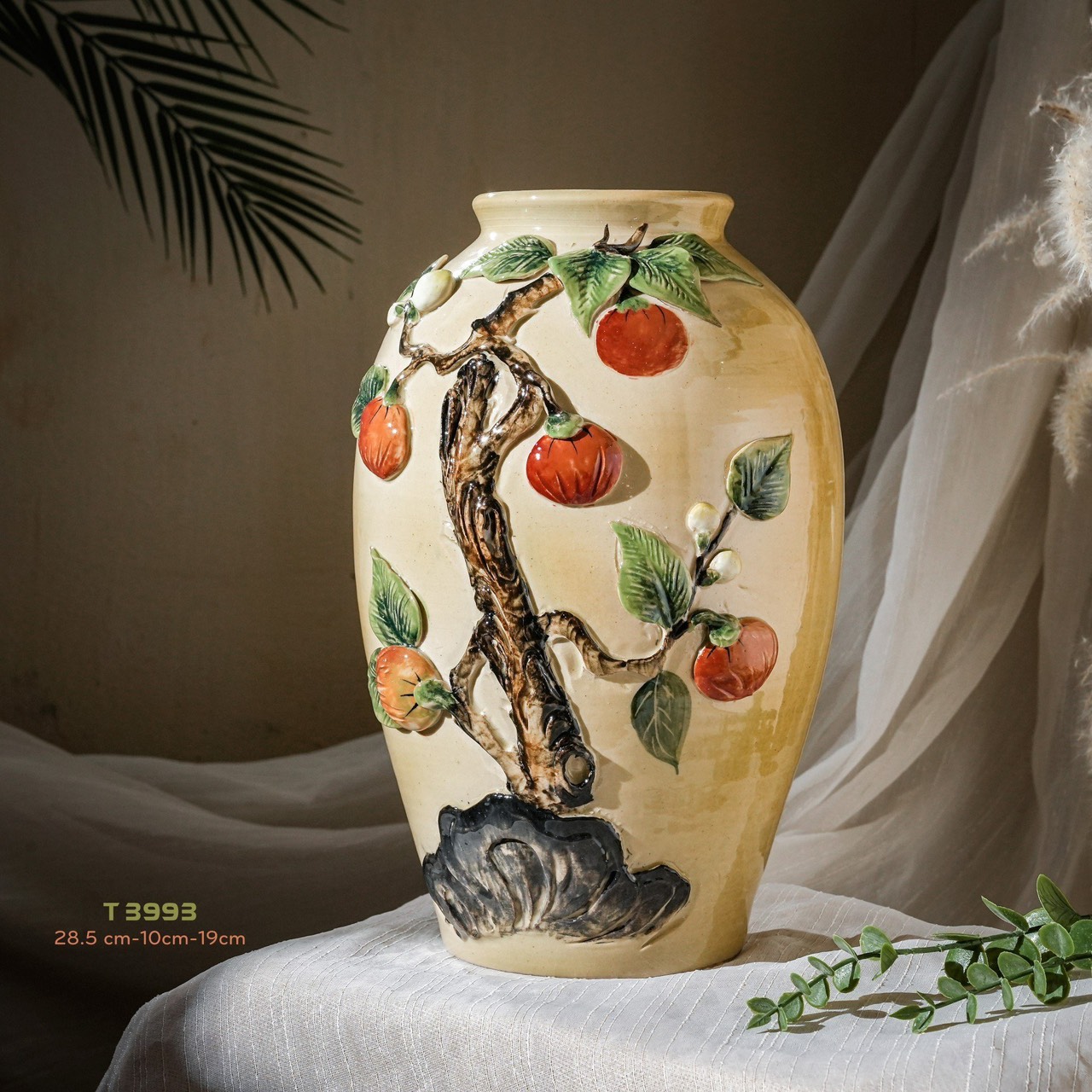 Bình hoa vuốt tay độc bản Từ Tâm T3993 - 28.5x10x19cm