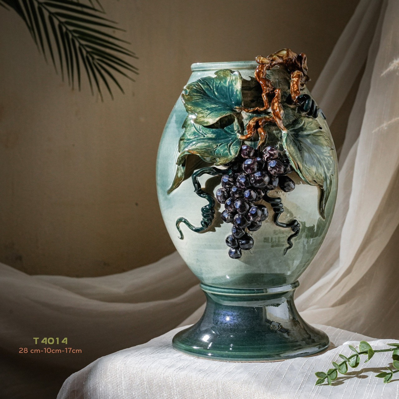 Bình hoa vuốt tay độc bản Từ Tâm T4014 - 28x10x17cm