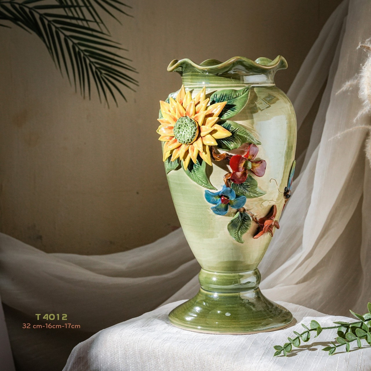 Bình hoa vuốt tay độc bản Từ Tâm T4012 - 32x16x17cm