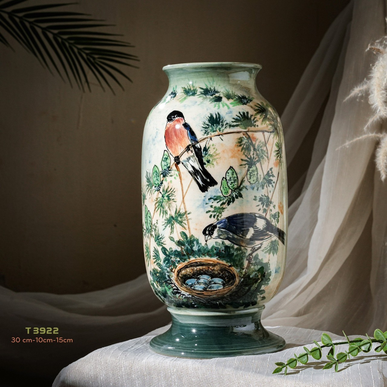 Bình hoa vuốt tay độc bản Từ Tâm T3922 - 30x10x15cm