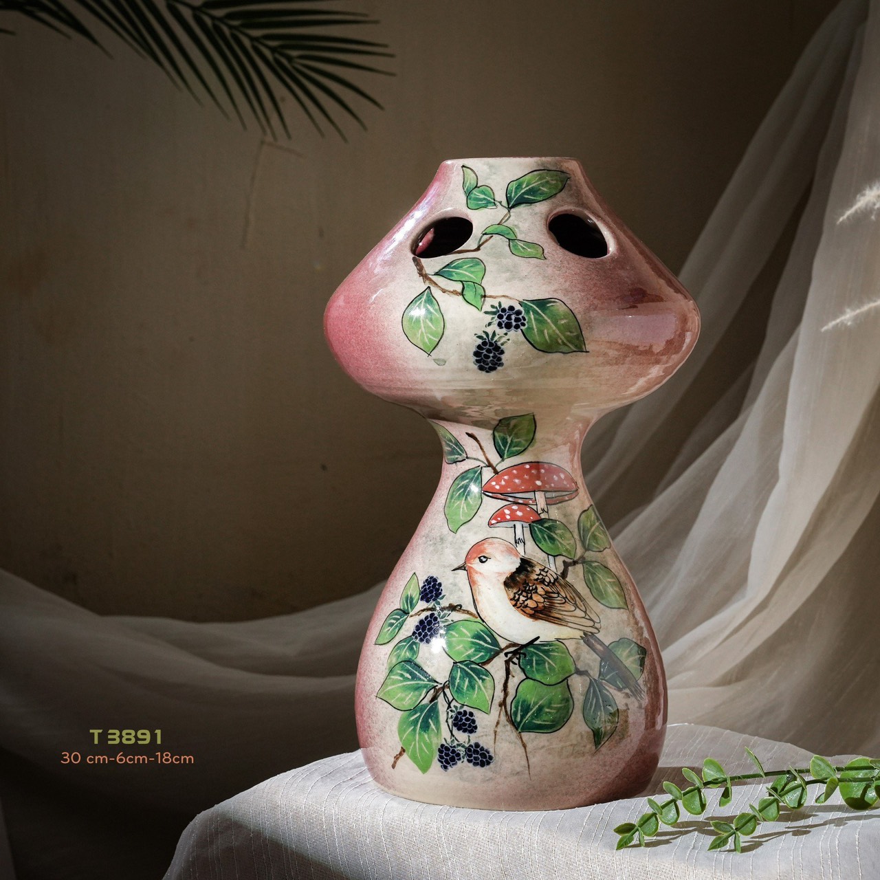 Bình hoa vuốt tay độc bản Từ Tâm T3891 - 30x6x18cm