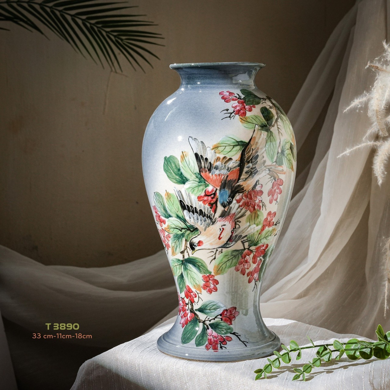 Bình hoa vuốt tay độc bản Từ Tâm T3890 - 33x11x18cm