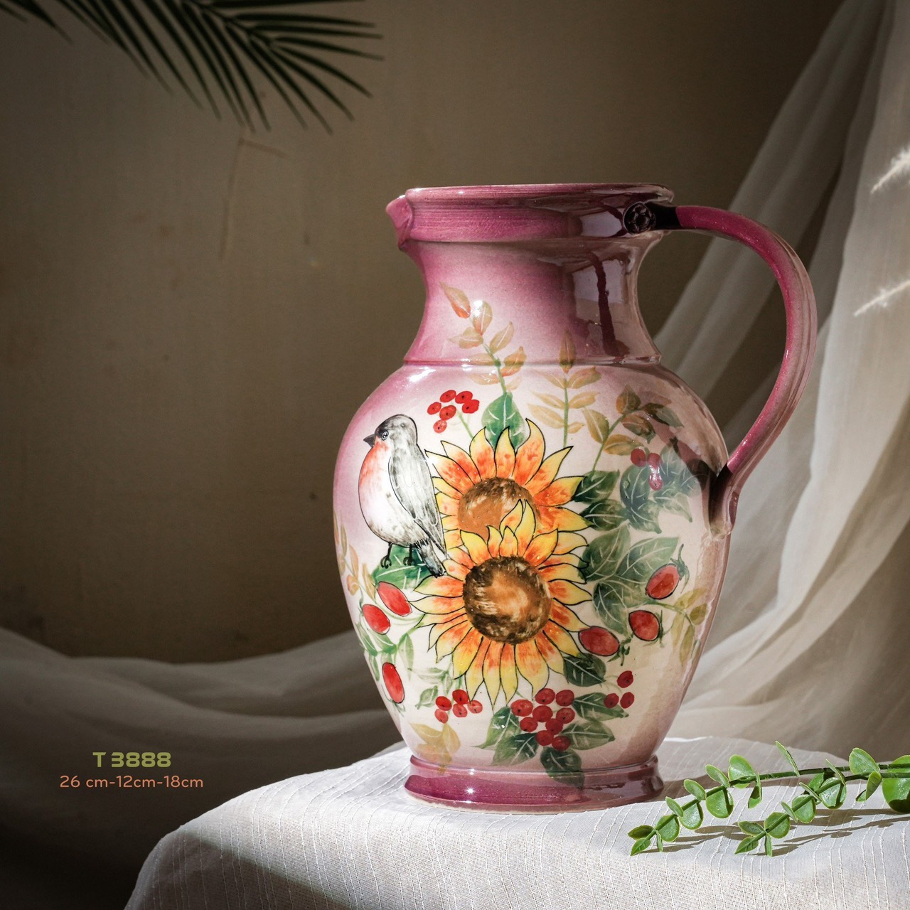 Bình hoa vuốt tay độc bản Từ Tâm T3888 - 26x12x18cm