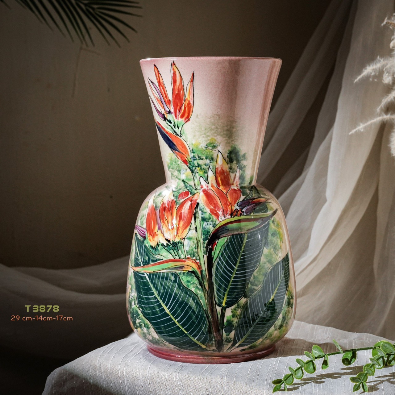 Bình hoa vuốt tay độc bản Từ Tâm T3878 - 29x14x17cm