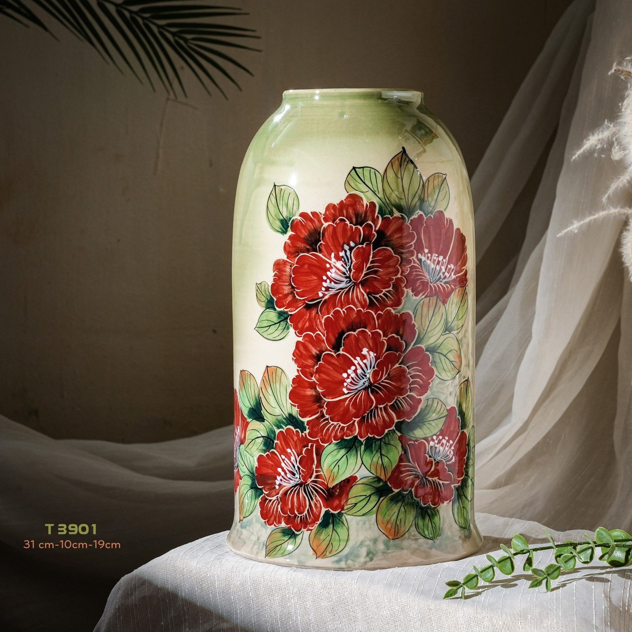 Bình hoa vuốt tay độc bản Từ Tâm T3901 - 31x10x19cm