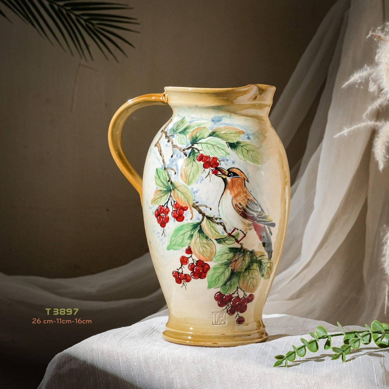 Bình hoa vuốt tay độc bản Từ Tâm T3897 - 26x11x16cm	